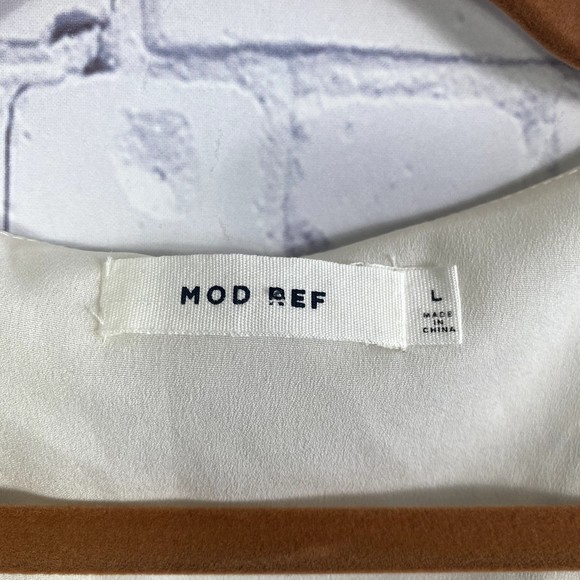 Mod Ref Maxi Button Up Dress Pattern Cream Blue Size Large - Picture 4 of 8